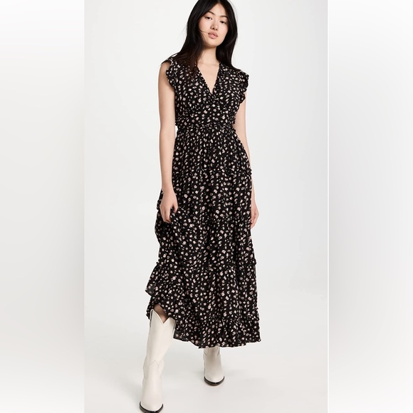 NWT! English Factory Floral Ruffle Detail Long Dress Sz XS - Picture 2 of 8